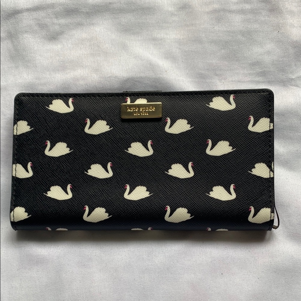 Kate Spade Black and White Swan Wallet